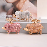 Cute Crystal Rhinestone Pig Keychain