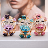 Cute Crystal Rhinestone Pig Keychain