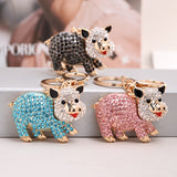 Cute Crystal Rhinestone Pig Keychain