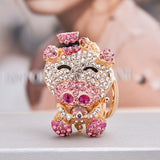 Cute Crystal Rhinestone Pig Keychain