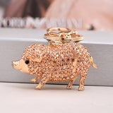 Cute Crystal Rhinestone Pig Keychain