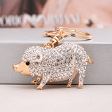 Cute Crystal Rhinestone Pig Keychain