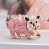 Cute Crystal Rhinestone Pig Keychain
