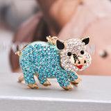 Cute Crystal Rhinestone Pig Keychain