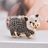 Cute Crystal Rhinestone Pig Keychain