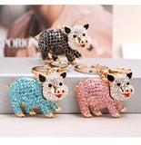 Cute Crystal Rhinestone Pig Keychain