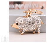 Cute Crystal Rhinestone Pig Keychain