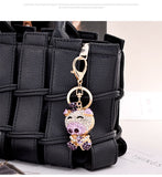 Cute Crystal Rhinestone Pig Keychain