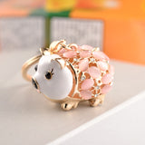 Pig Keychain Metal Rhinestone Keyring