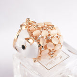 Pig Keychain Metal Rhinestone Keyring