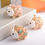 Pig Keychain Metal Rhinestone Keyring