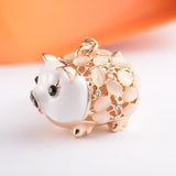 Pig Keychain Metal Rhinestone Keyring
