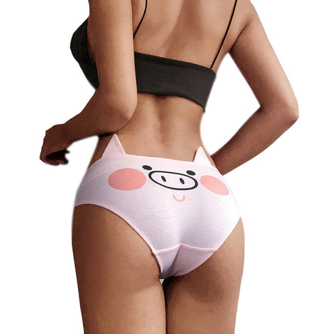 Women Pink Pig Cotton Underwear