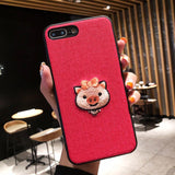 Embroidered Crown Pig Mobile Shell for iPhone