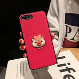 Embroidered Crown Pig Mobile Shell for iPhone
