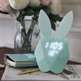 Rechargeable Bunny LED Night Light, Temperature & Digital Alarm Clock