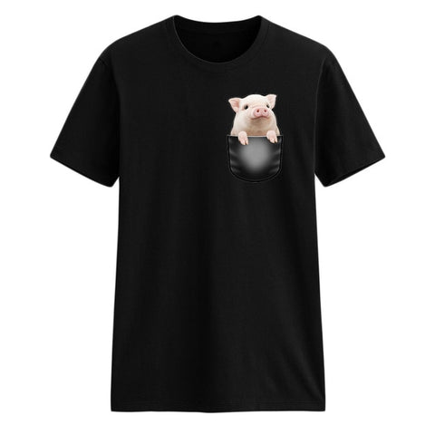 Cute 3D Pig In Pocket Print Mens T-shirt