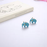 Thai Blue Elephant Stud Earrings