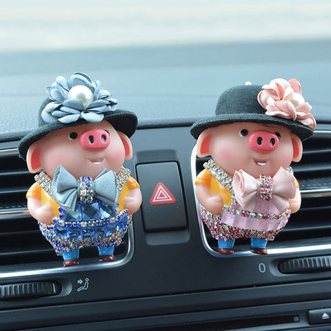 Cute Diamond Pig Doll Car Freshener