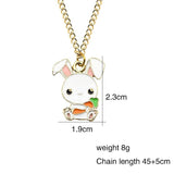 Cute Rabbit Carrot Charm Pendant With Necklace