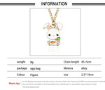 Cute Rabbit Carrot Charm Pendant With Necklace
