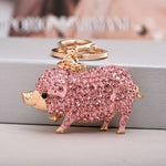 Cute Crystal Rhinestone Pig Keychain
