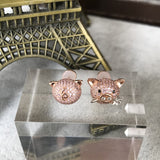 Very Cute Pig Zircon S925 Sterling Silver Stud Earrings