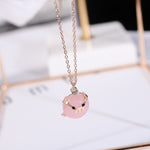 Rose Gold Fashion Lucky Pink Crystal Pig Pendant