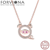 925 Sterling Silver Pig Pendant With Necklace