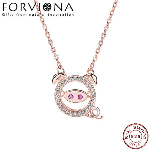 925 Sterling Silver Pig Pendant With Necklace