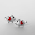 925 Sterling Silver Crystal Pig Stud Earrings