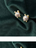 Sterling Silver Elegant Pig Pearl Stud Earrings