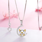 Sterling Silver Pig Moon lover Necklace for Women