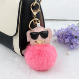Fluffy Pig With Sunglasses Keychains
